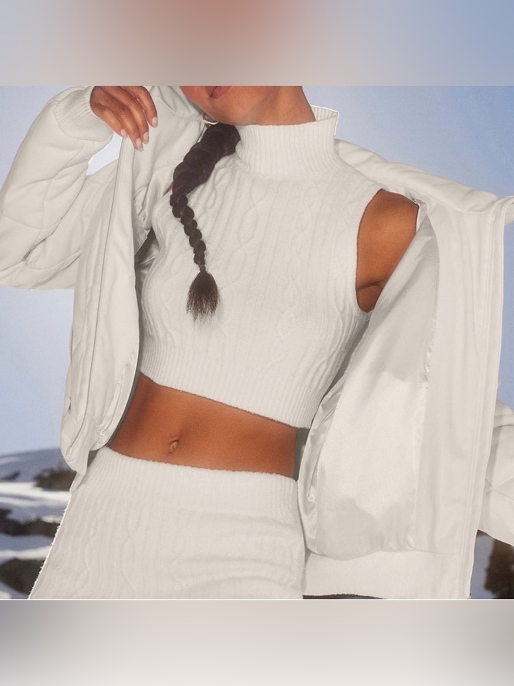 Alo Yoga Cable Knit Winter Bliss Moch Neck Tank